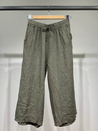 Lightweight 100% Linen Drawstring Capri Pants