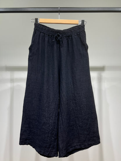 Lightweight 100% Linen Drawstring Capri Pants