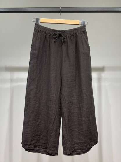 Lightweight 100% Linen Drawstring Capri Pants