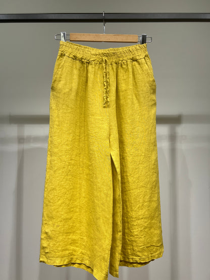 Lightweight 100% Linen Drawstring Capri Pants