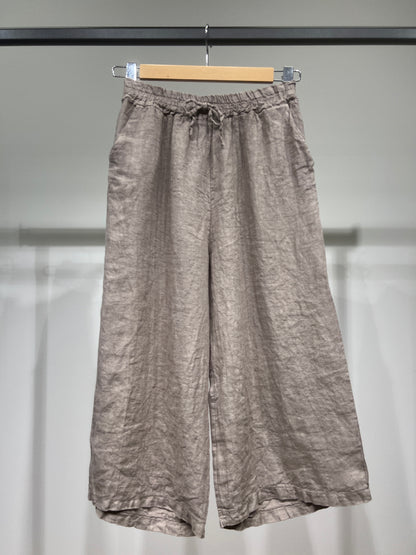 Lightweight 100% Linen Drawstring Capri Pants