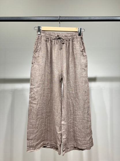 Lightweight 100% Linen Drawstring Capri Pants