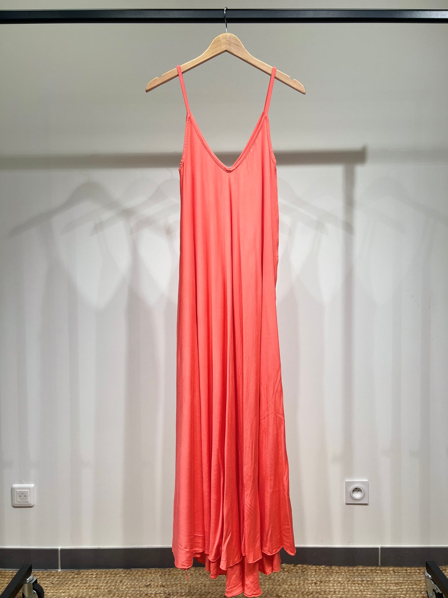 100% Viscose Maxi Dress with Thin Straps