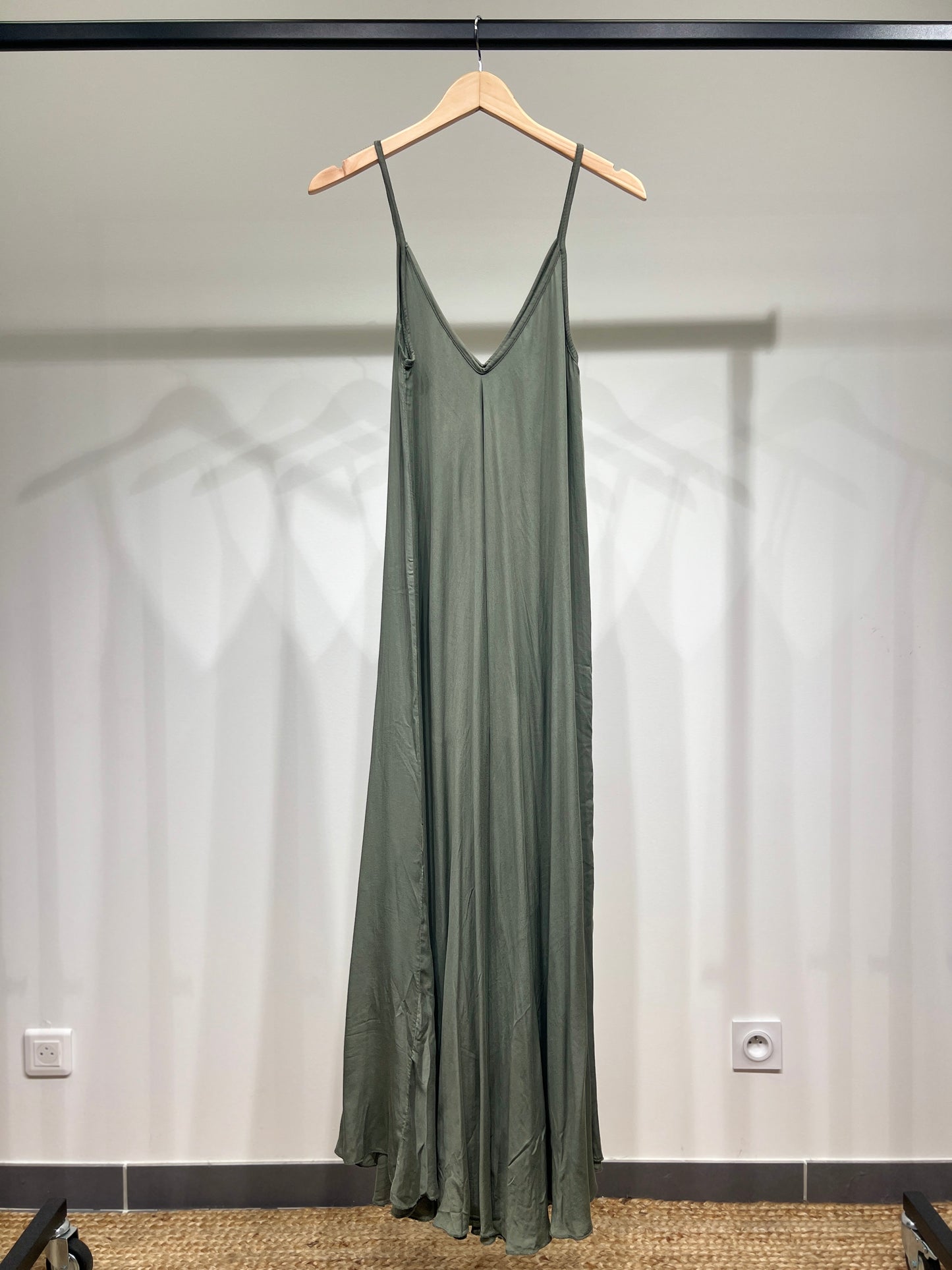 100% Viscose Maxi Dress with Thin Straps