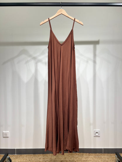 100% Viscose Maxi Dress with Thin Straps