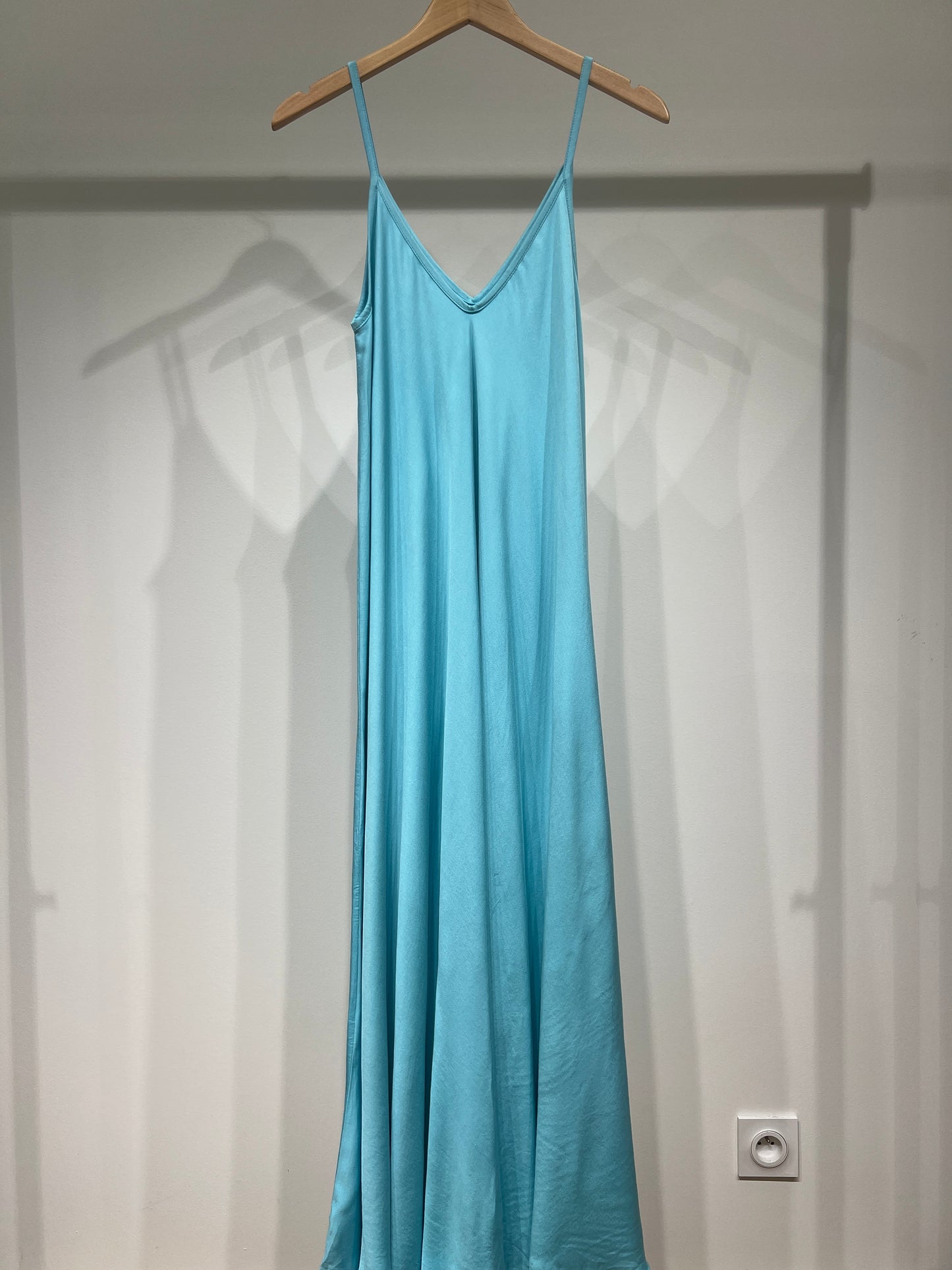 100% Viscose Maxi Dress with Thin Straps