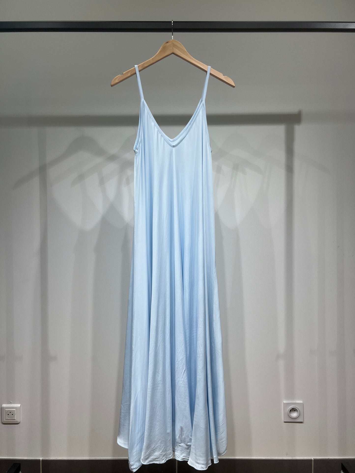 100% Viscose Maxi Dress with Thin Straps