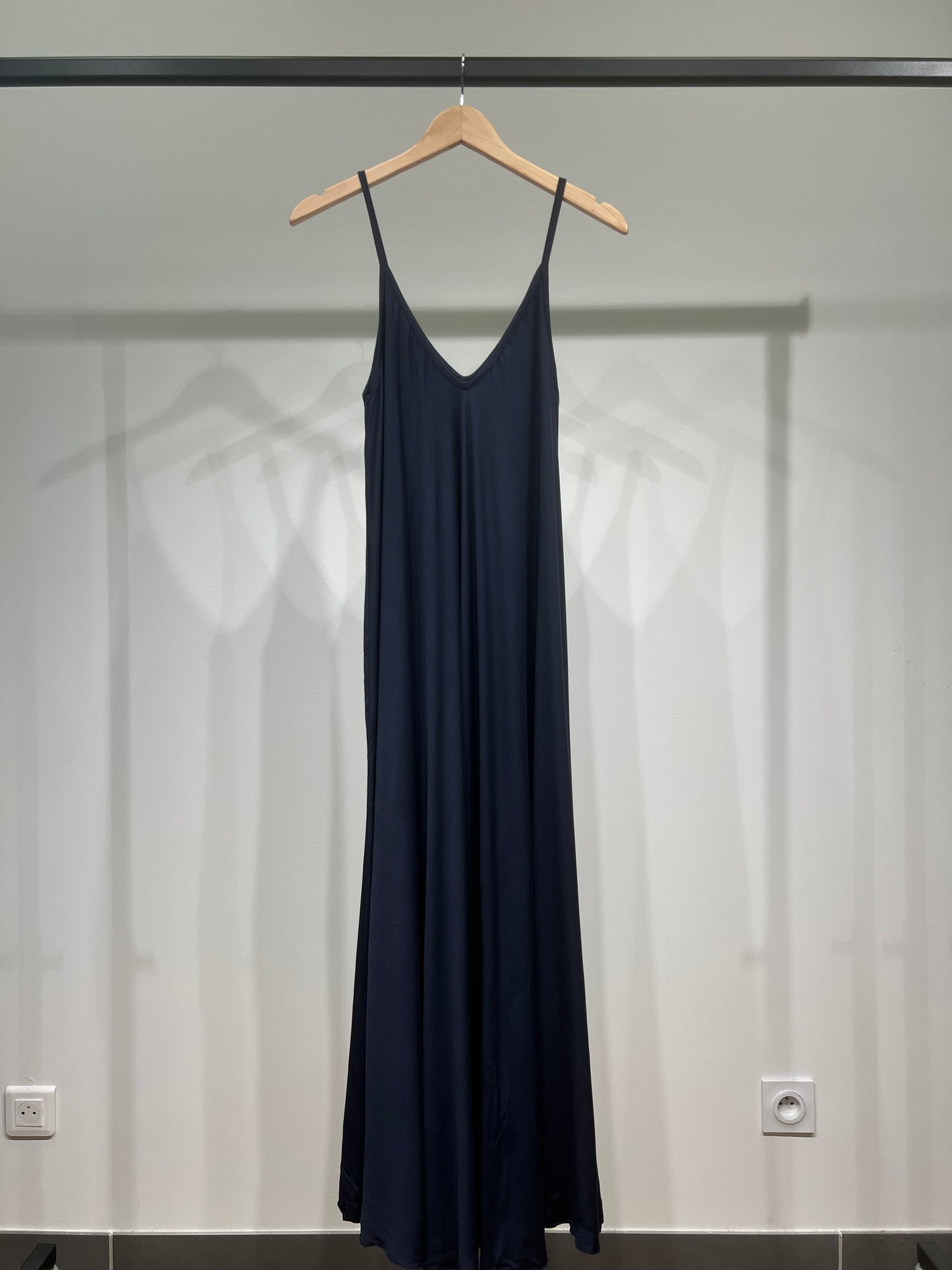 100% Viscose Maxi Dress with Thin Straps