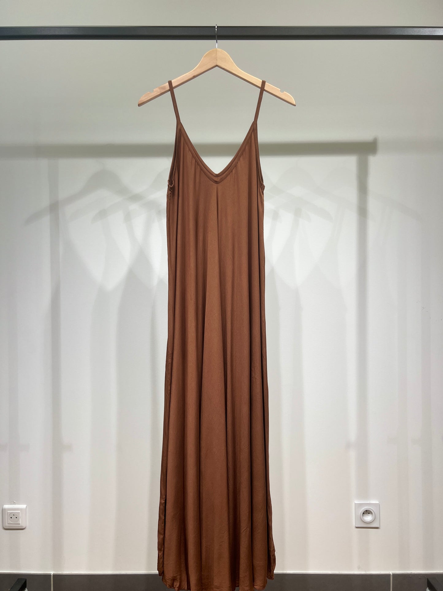100% Viscose Maxi Dress with Thin Straps