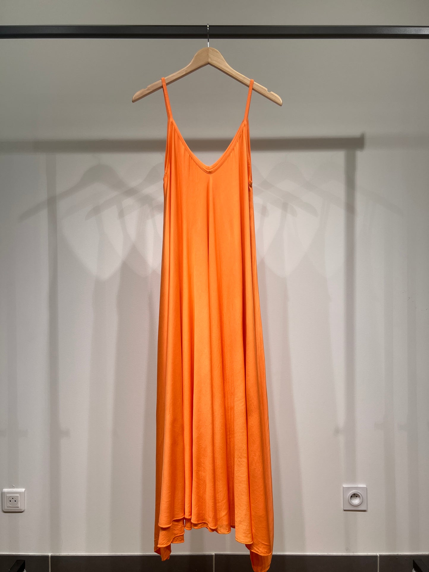 100% Viscose Maxi Dress with Thin Straps