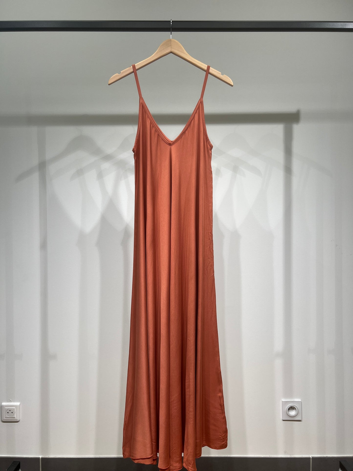 100% Viscose Maxi Dress with Thin Straps