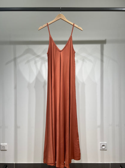 100% Viscose Maxi Dress with Thin Straps