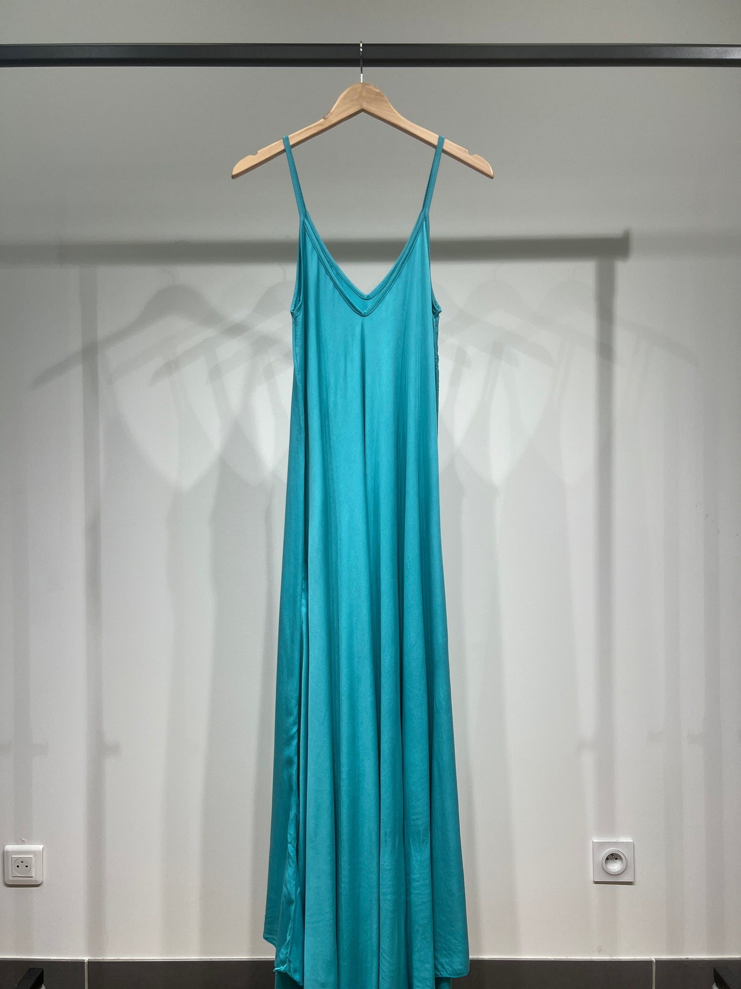 100% Viscose Maxi Dress with Thin Straps