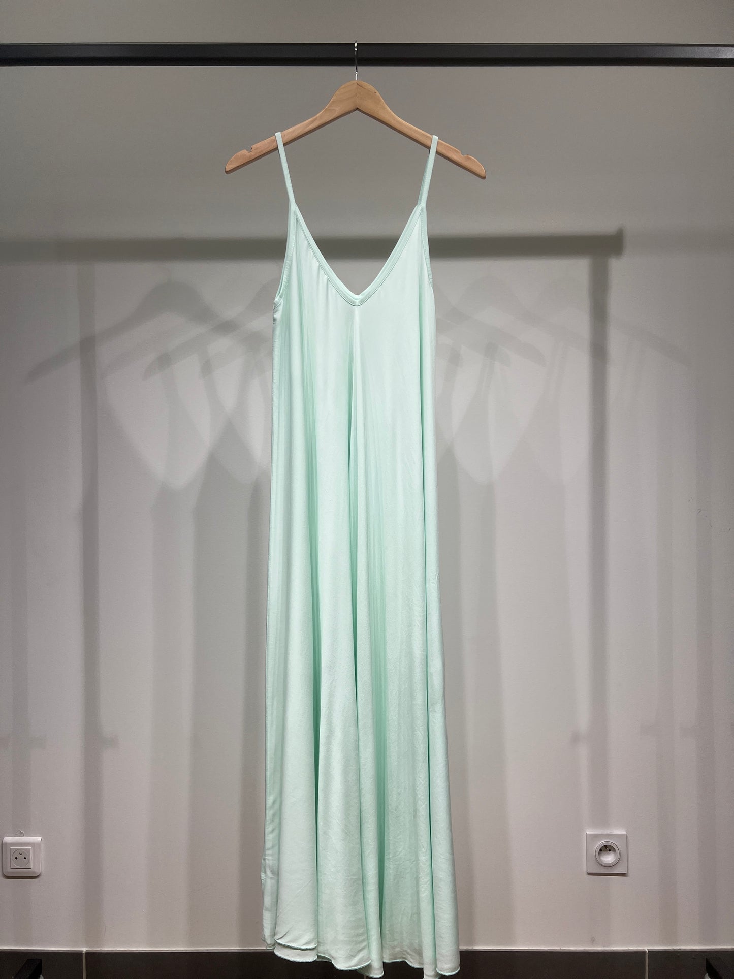 100% Viscose Maxi Dress with Thin Straps