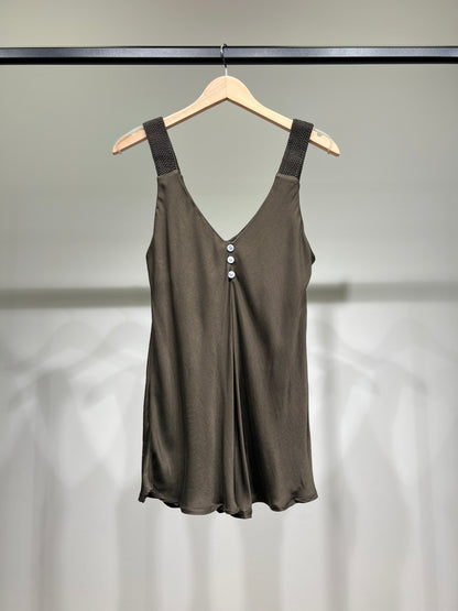 Débardeurs Boutons à Bretelles En Cordes 100% Viscose