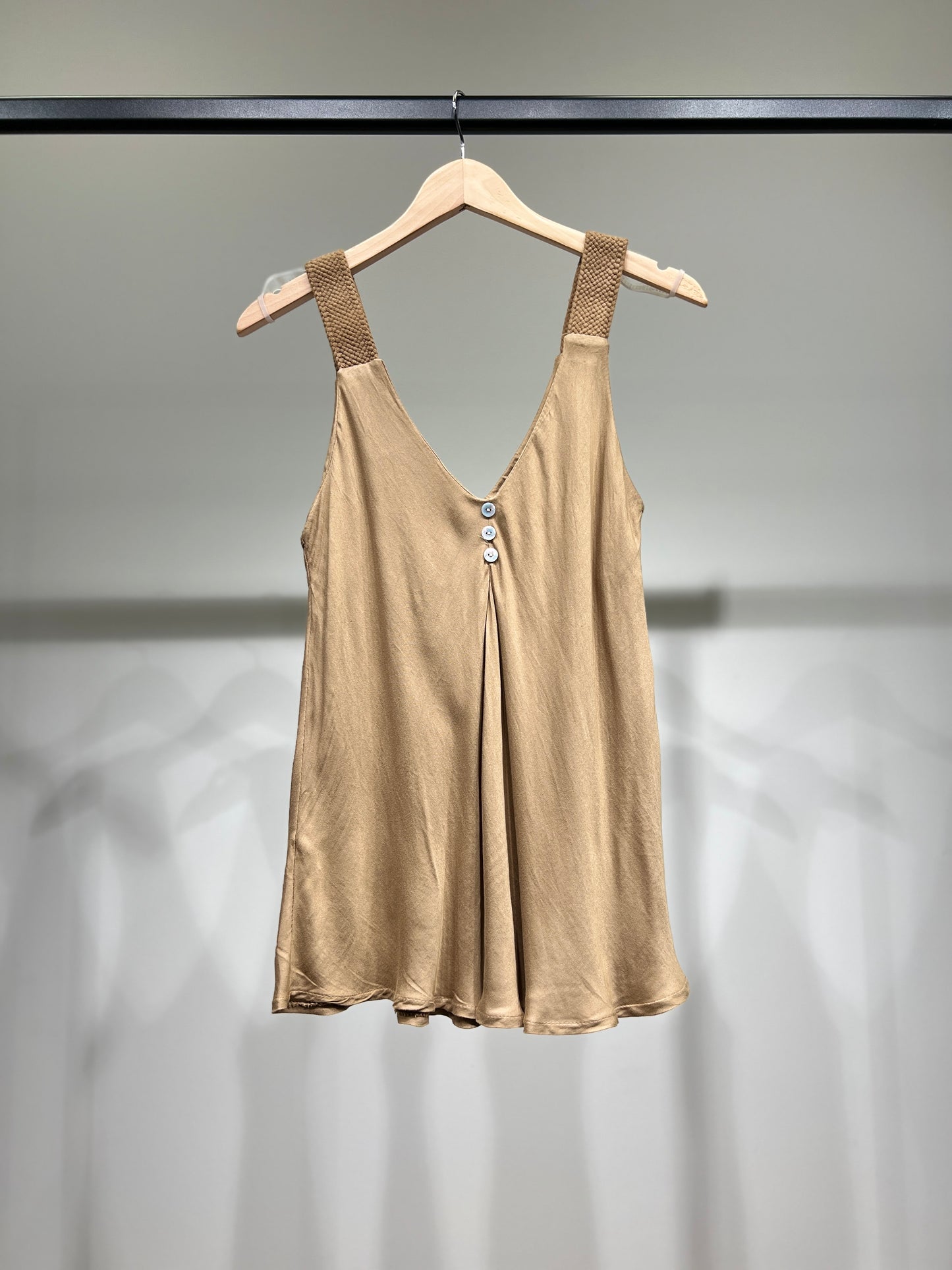Débardeurs Boutons à Bretelles En Cordes 100% Viscose