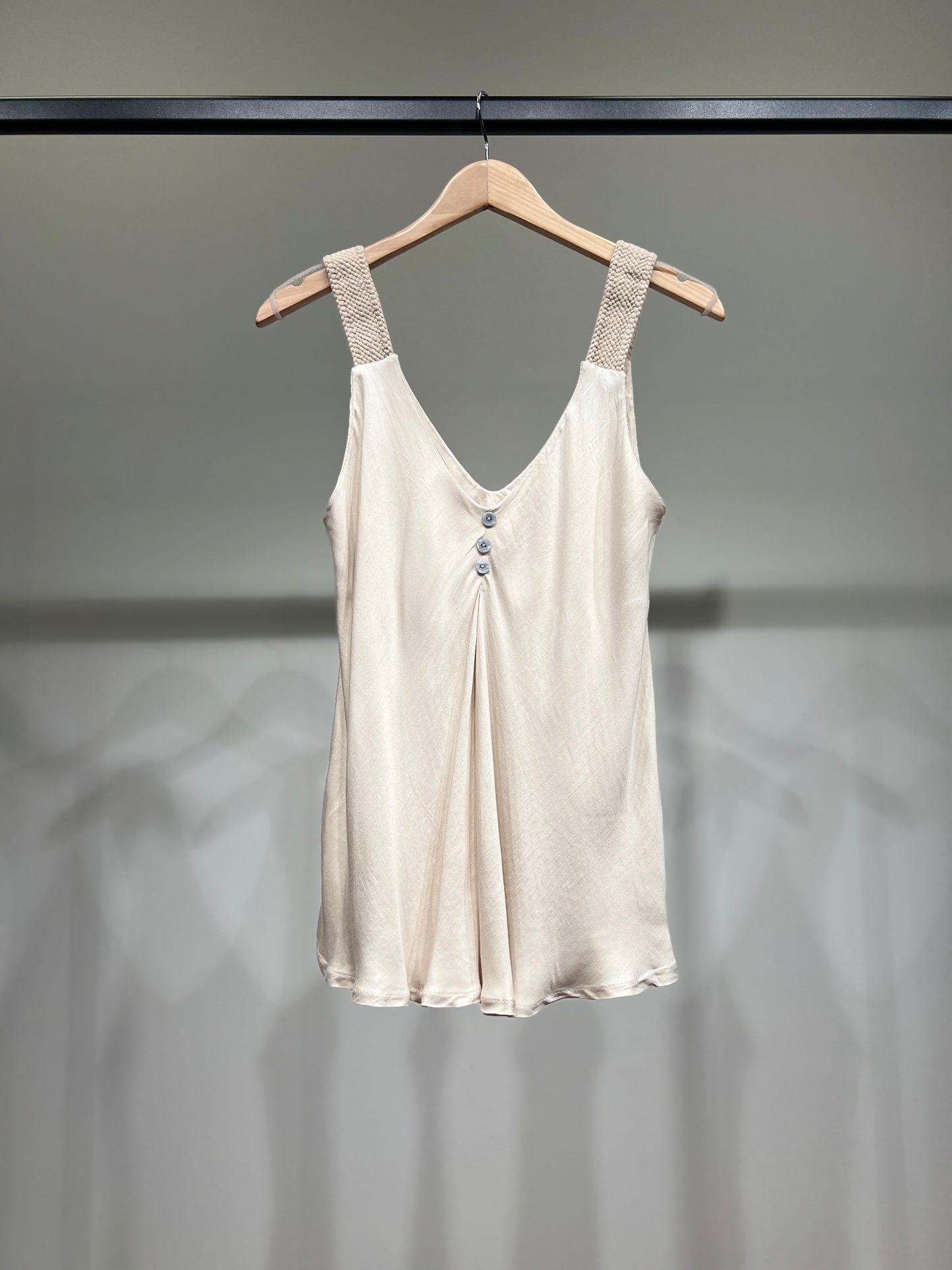 Débardeurs Boutons à Bretelles En Cordes 100% Viscose