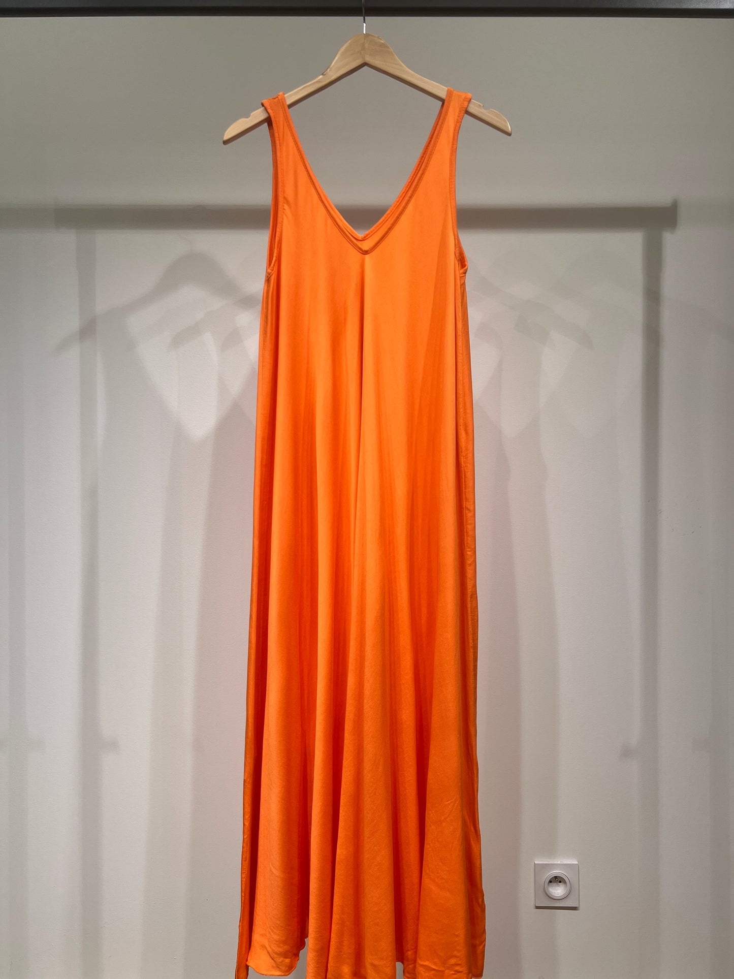 Simple Maxi Dress with Wide Straps and V-Neck