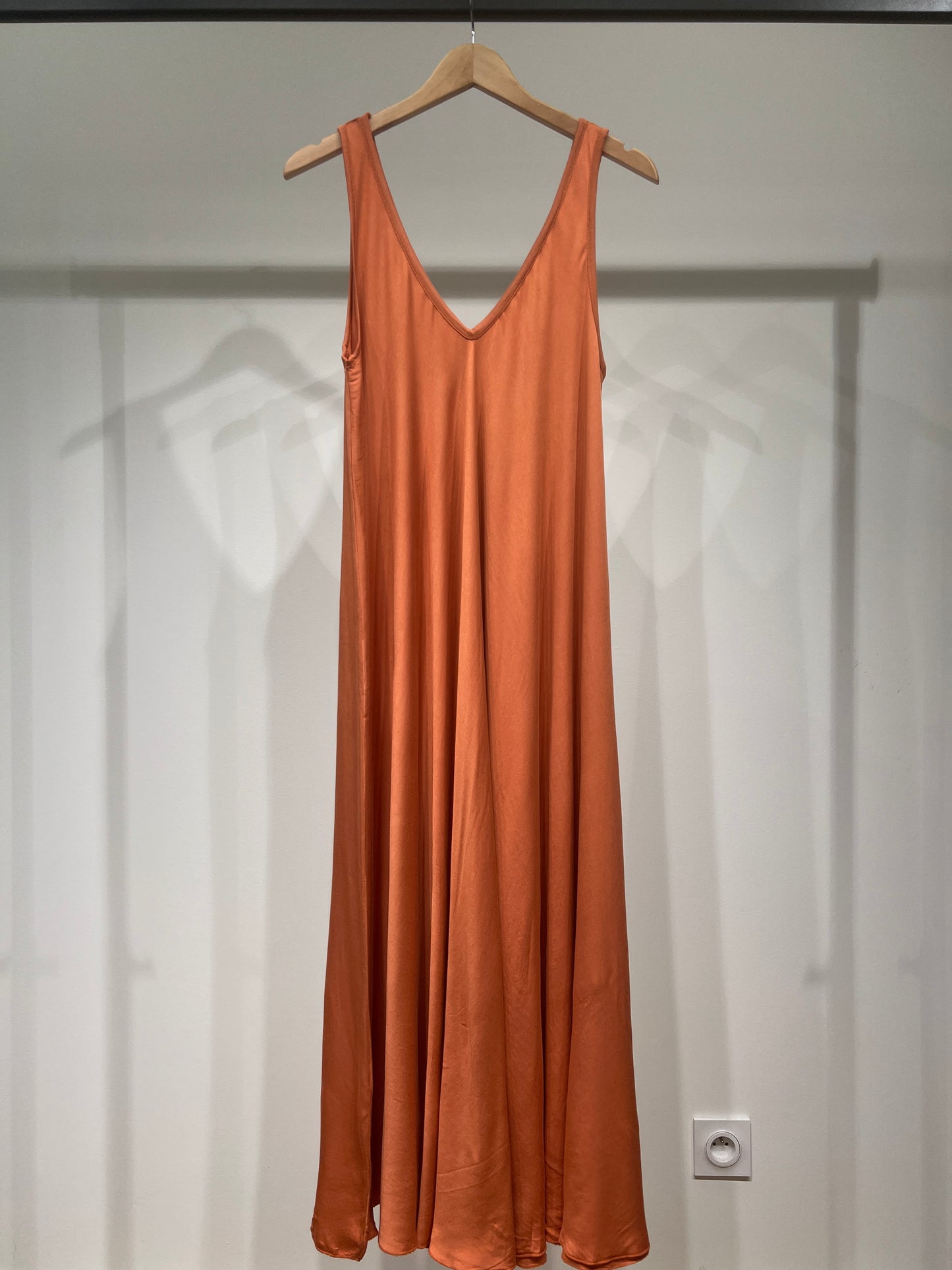 Simple Maxi Dress with Wide Straps and V-Neck