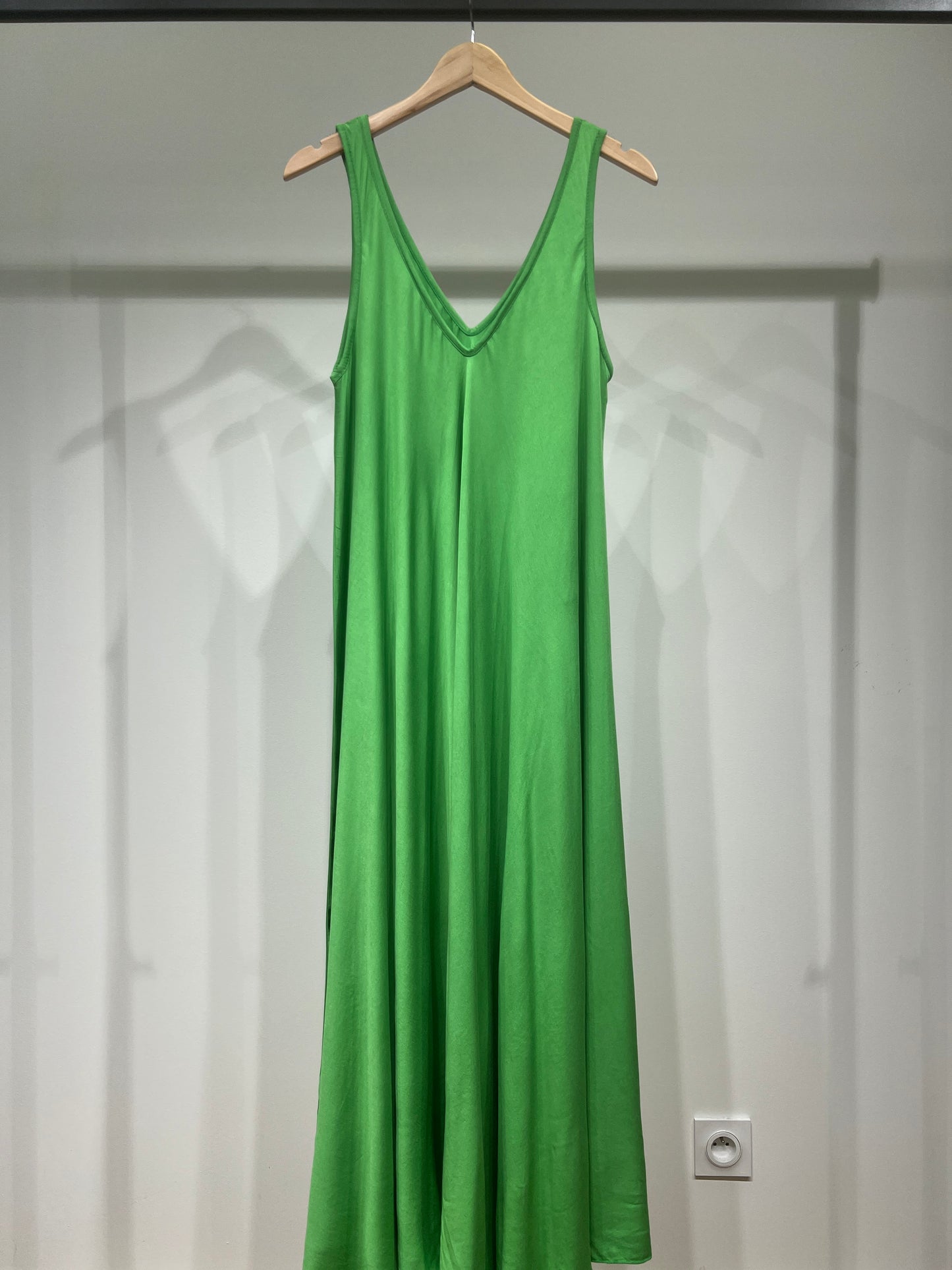 Simple Maxi Dress with Wide Straps and V-Neck