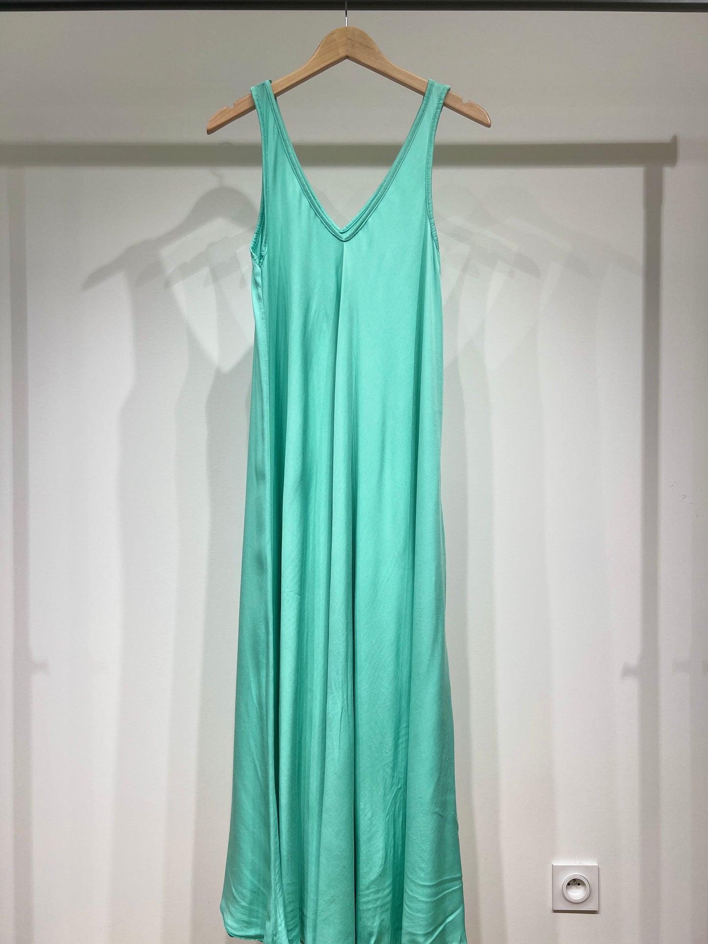 Simple Maxi Dress with Wide Straps and V-Neck