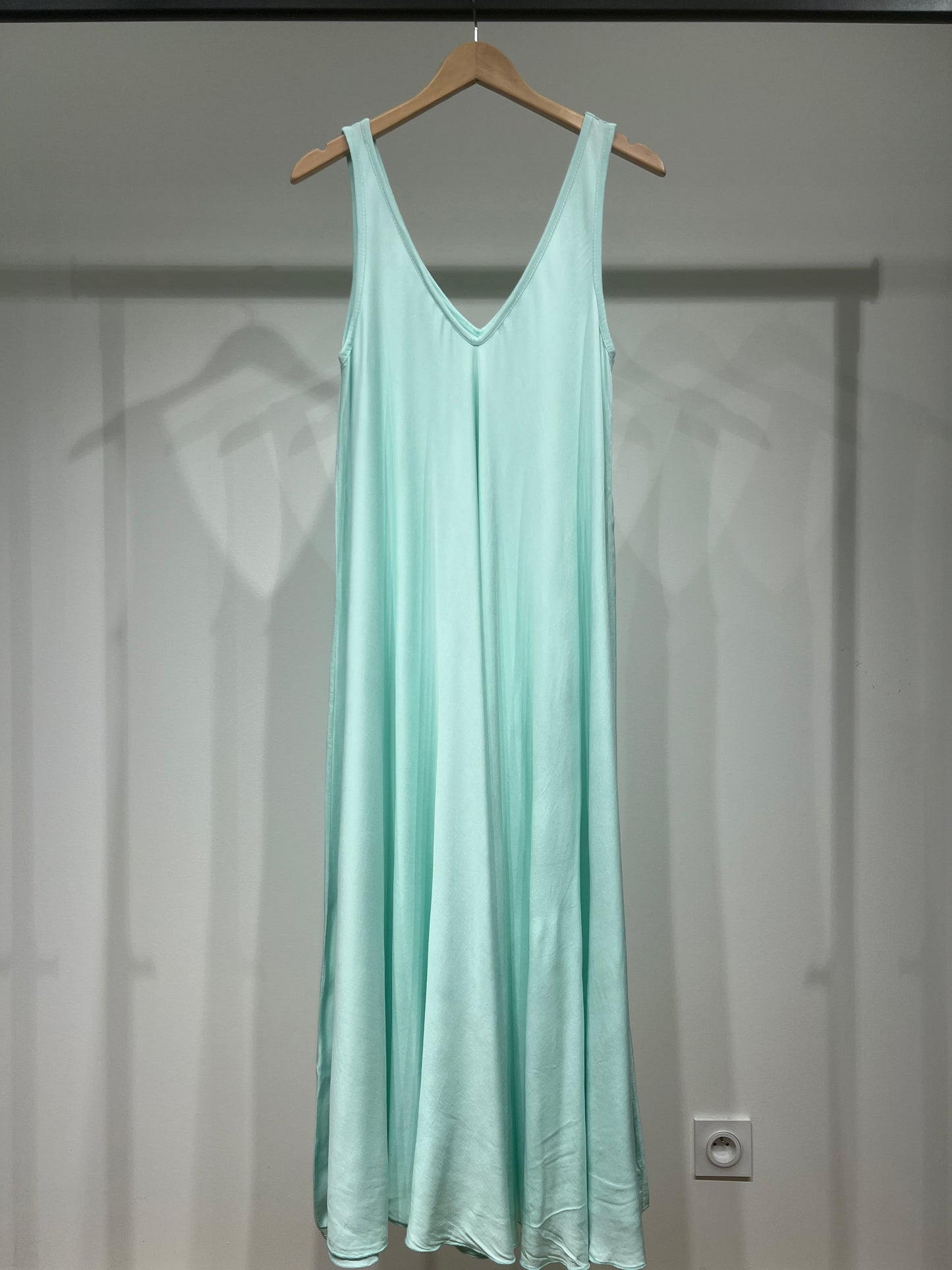 Simple Maxi Dress with Wide Straps and V-Neck
