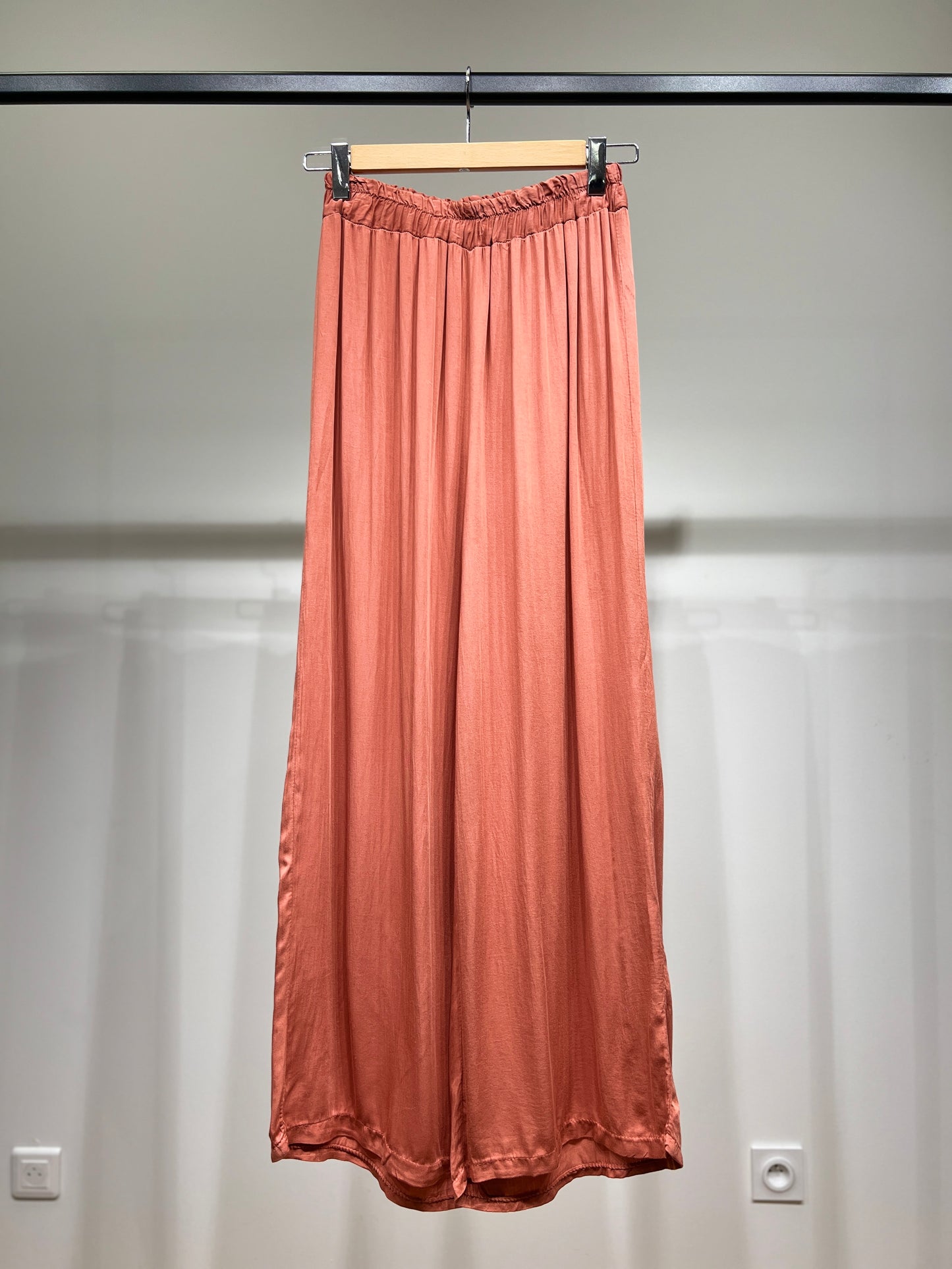 Pantalon Fluide Large à Taille Élastique 100% Viscose