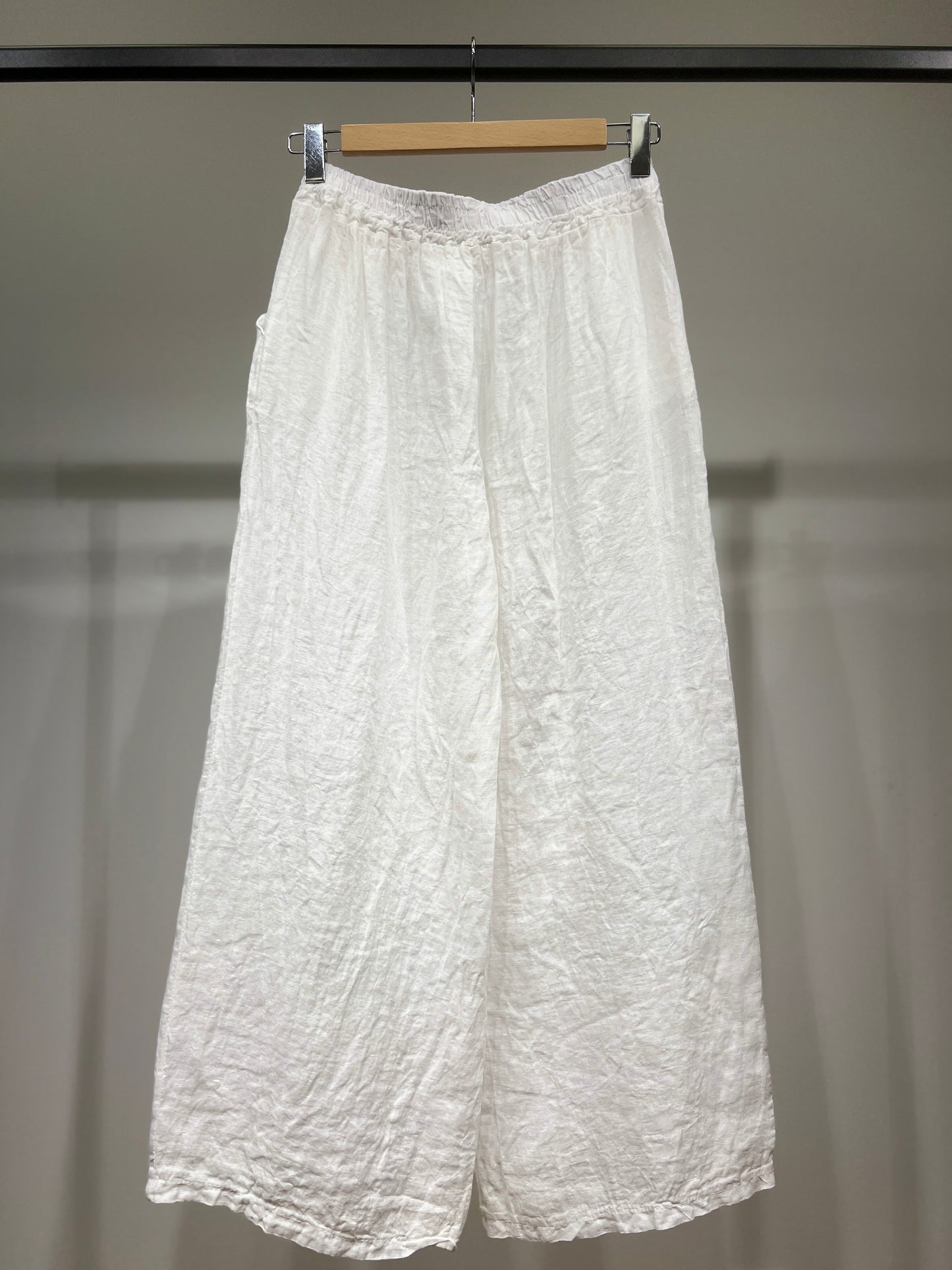 100% Linen Wide Leg Pants with Elasticated Drawstring Waist