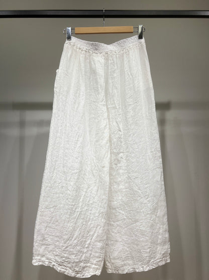 100% Linen Wide Leg Pants with Elasticated Drawstring Waist