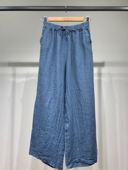 100% Linen Wide Leg Pants with Elasticated Drawstring Waist