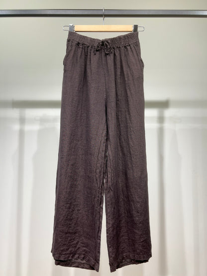 100% Linen Wide Leg Pants with Elasticated Drawstring Waist