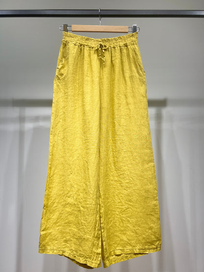 100% Linen Wide Leg Pants with Elasticated Drawstring Waist