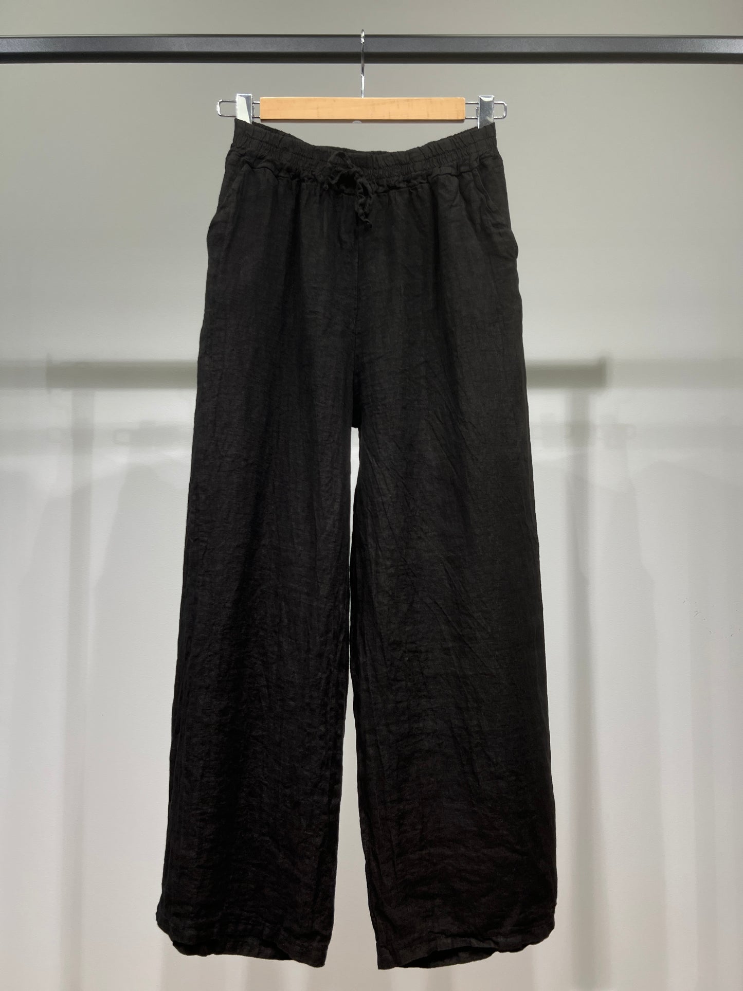 100% Linen Wide Leg Pants with Elasticated Drawstring Waist