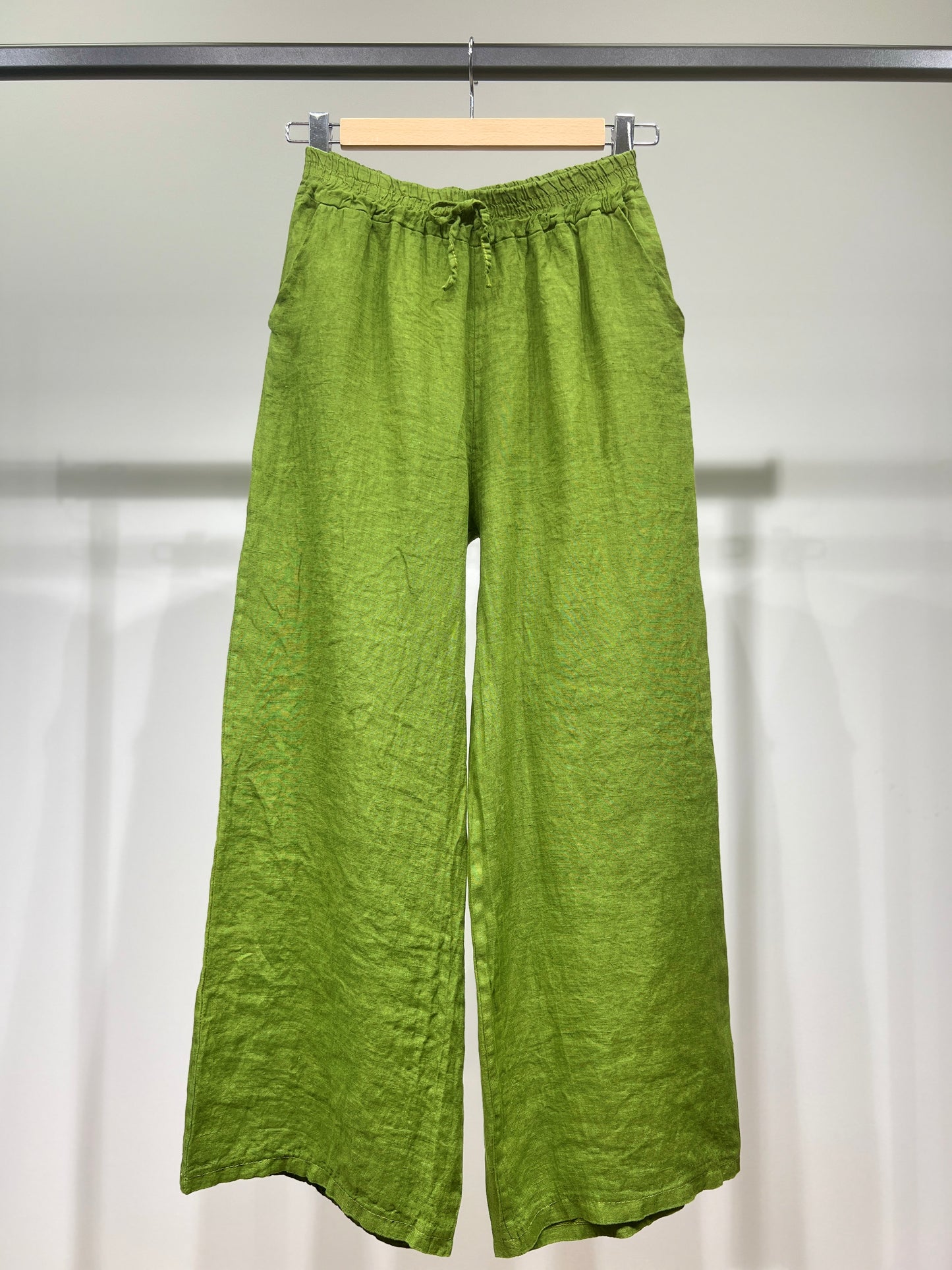 100% Linen Wide Leg Pants with Elasticated Drawstring Waist