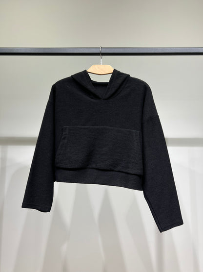 Sweatshirt Large Cropped Capuche Poche Kangourou 100% Coton