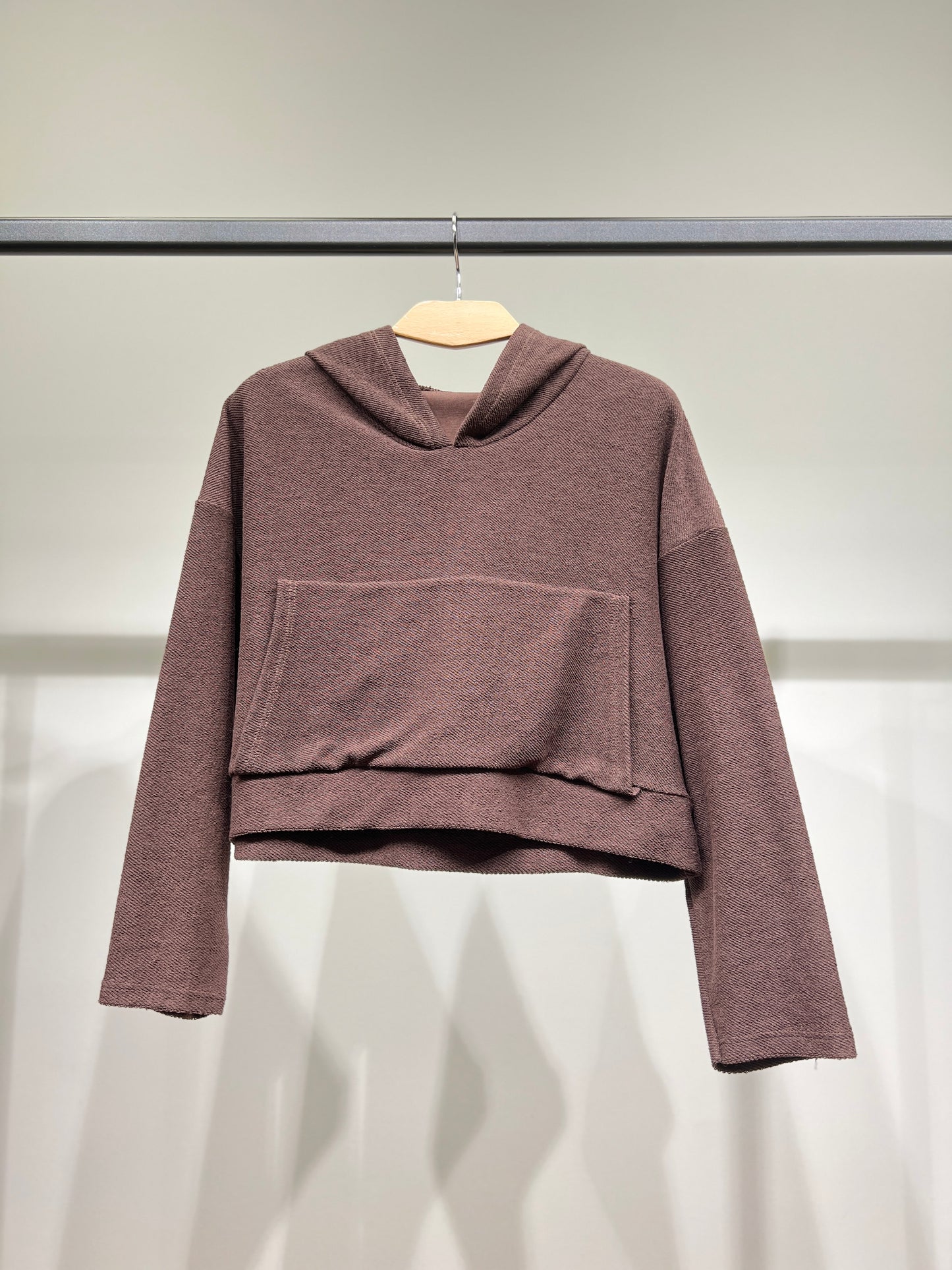 Sweatshirt Large Cropped Capuche Poche Kangourou 100% Coton