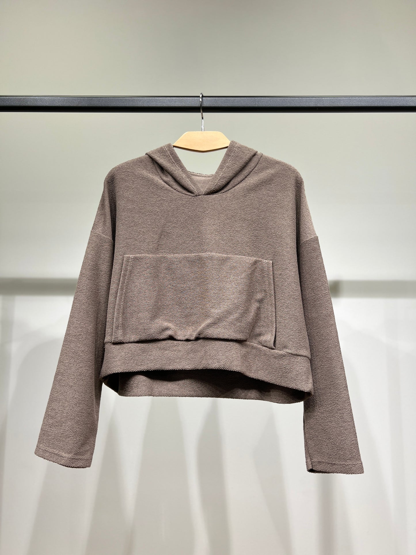 Sweatshirt Large Cropped Capuche Poche Kangourou 100% Coton