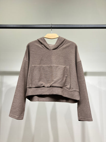 Sweatshirt Large Cropped Capuche Poche Kangourou 100% Coton