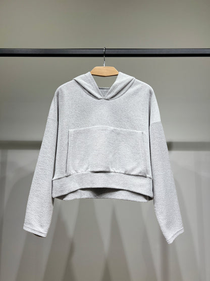 Sweatshirt Large Cropped Capuche Poche Kangourou 100% Coton