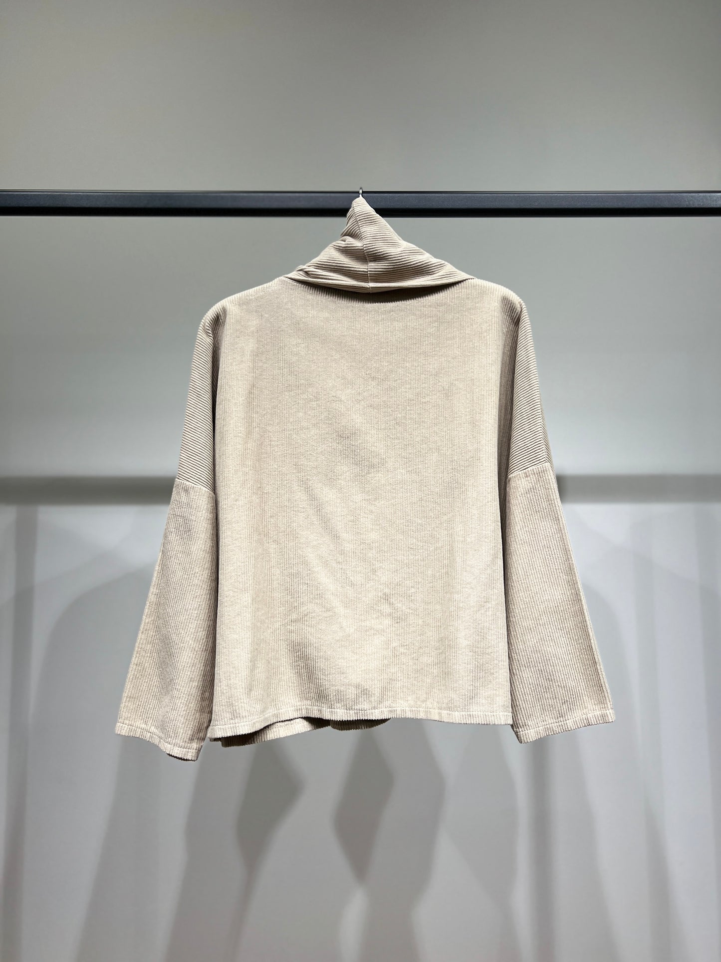 Sweat Velours Côtelé Col Bénitier Asymétrique Zip 100% Coton