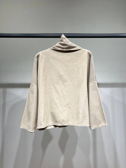 Sweat Velours Côtelé Col Bénitier Asymétrique Zip 100% Coton