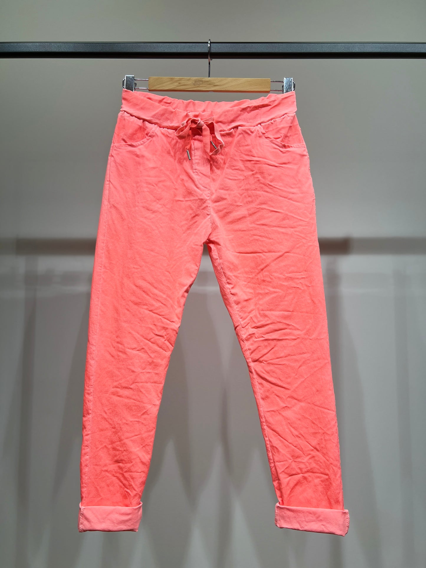 Pantalon Jegging à Cordelière Fluo En Viscose Stretch
