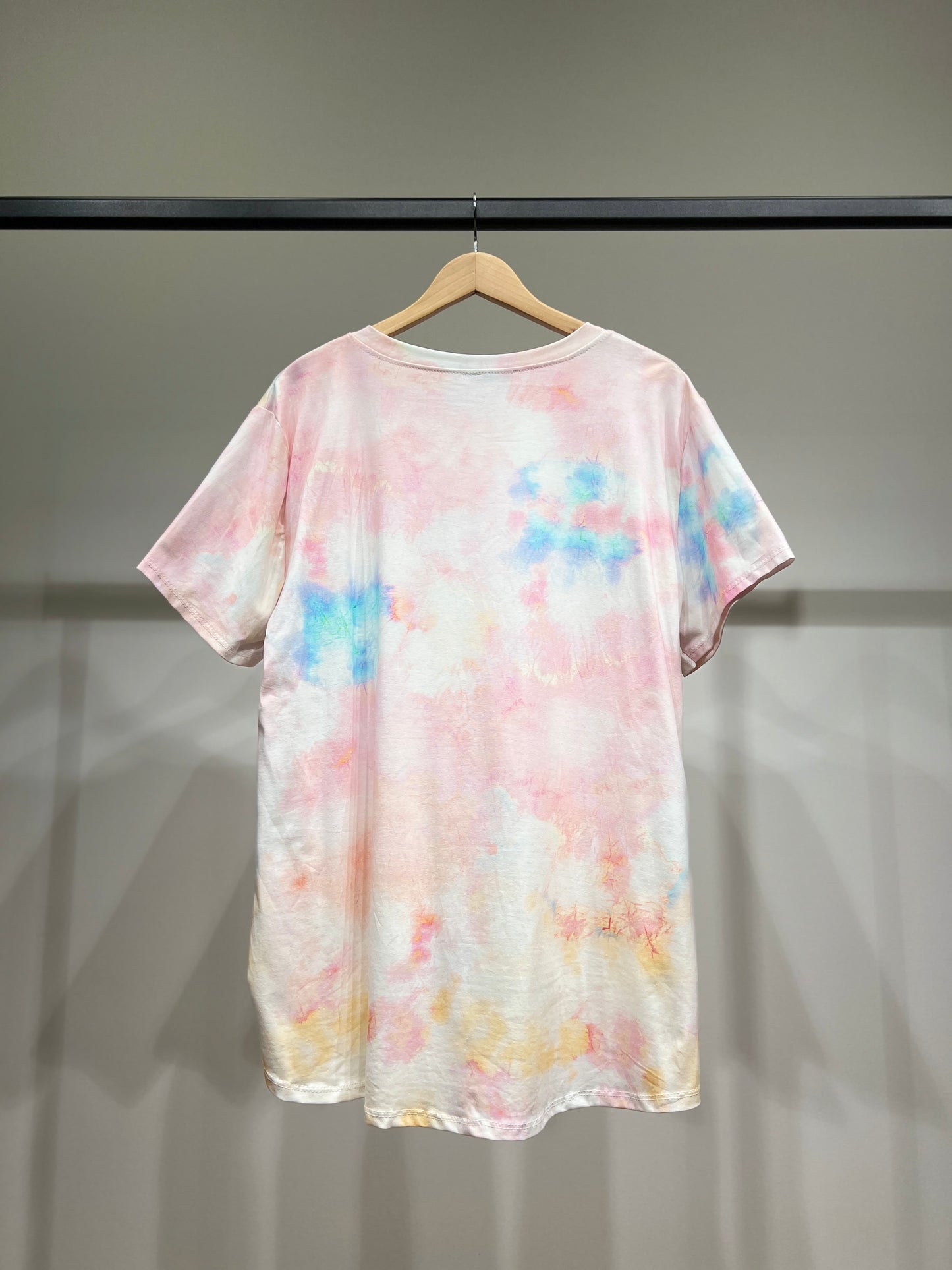 T-Shirt High Low Motif Tie & Dye Aquarelle 100% Coton