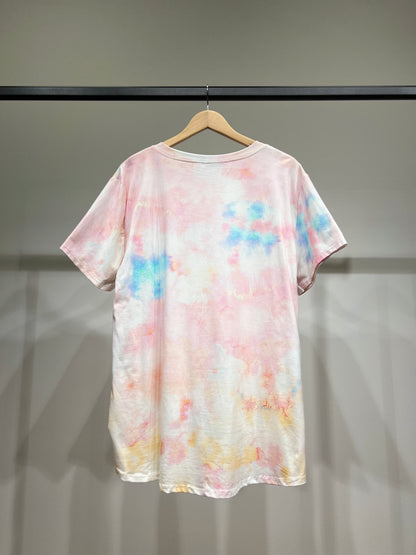 T-Shirt High Low Motif Tie & Dye Aquarelle 100% Coton