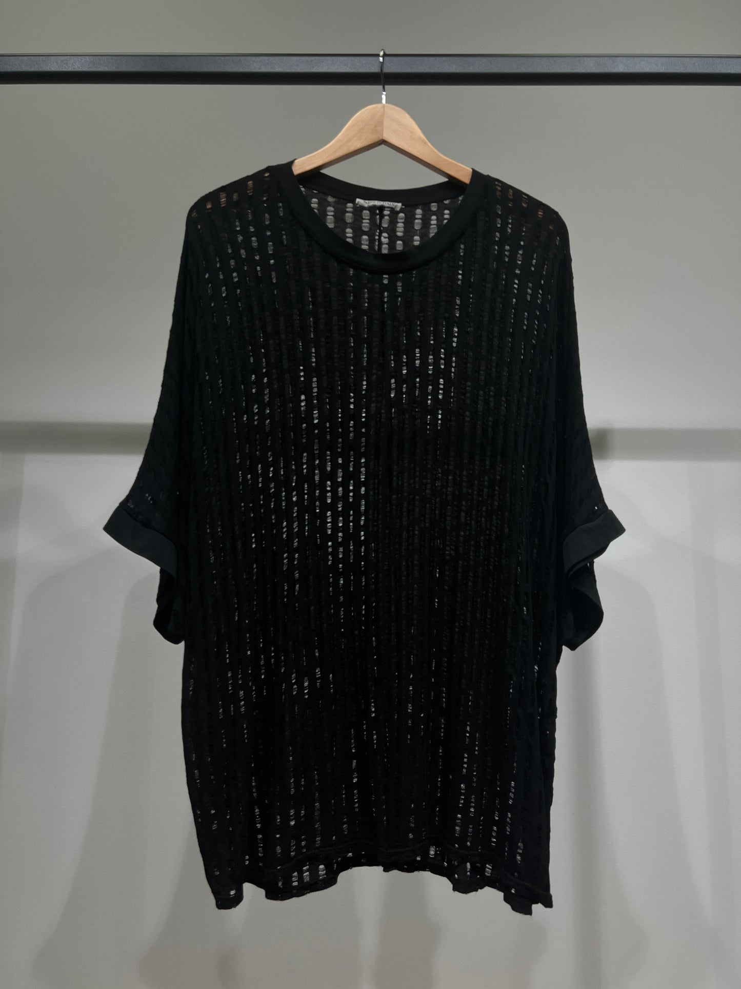 T-Shirt Large Manche 3/4 Motif Ajouré Déchiré 100% Viscose