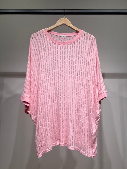 T-Shirt Large Manche 3/4 Motif Ajouré Déchiré 100% Viscose