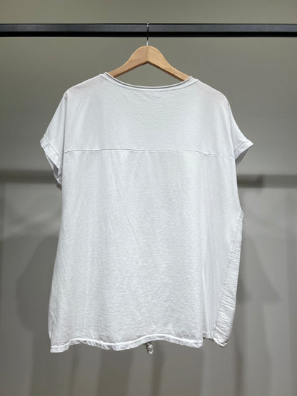 T-Shirt Large Cordon De Serrage Motif Fleur Dorure 50% Coton