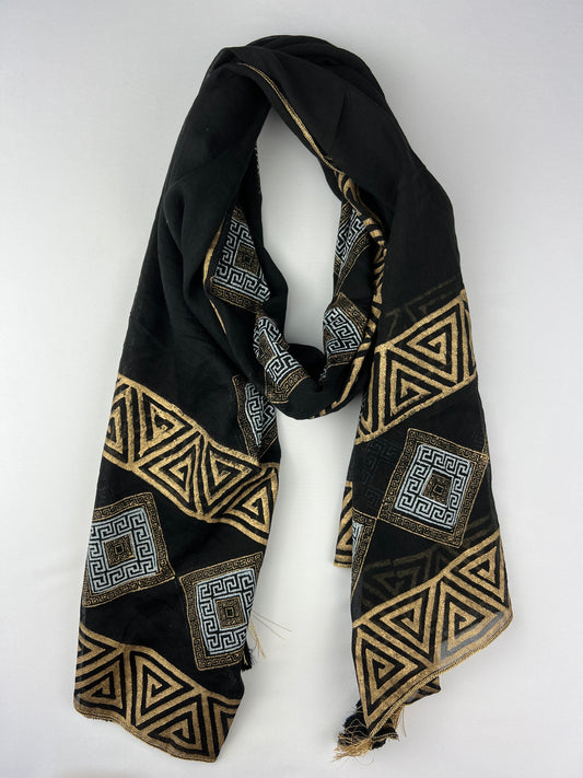 Foulard Motif Aztèque à Pampilles 100% Coton Taille 170x110cm