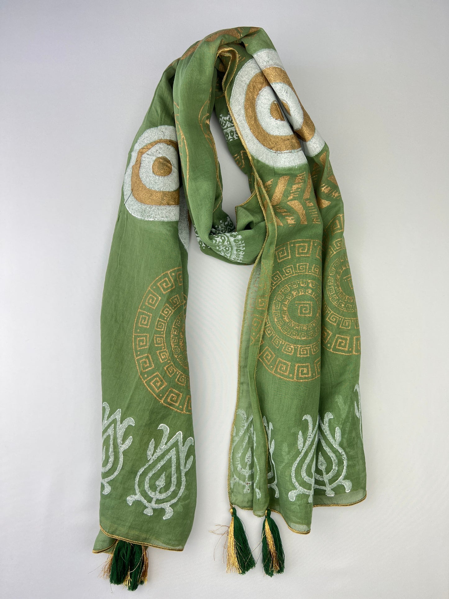 Foulards Motifs Aztèque à Pampilles 100% Coton Taille 180x90