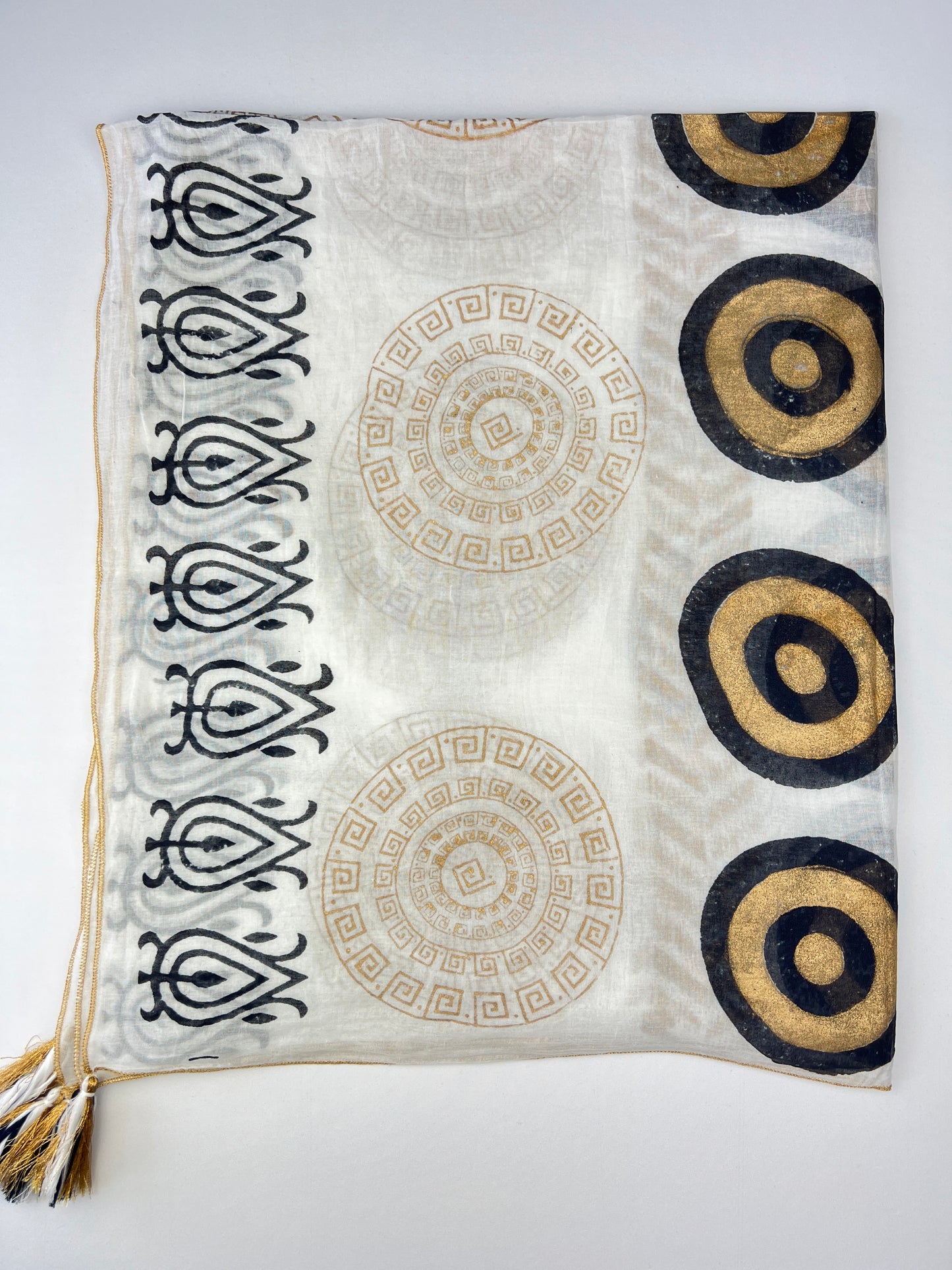Foulards Motifs Aztèque à Pampilles 100% Coton Taille 180x90